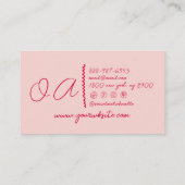 Carte De Visite Rétro rose rouge manuscrit tiré Quirky Boho Girly (Dos)