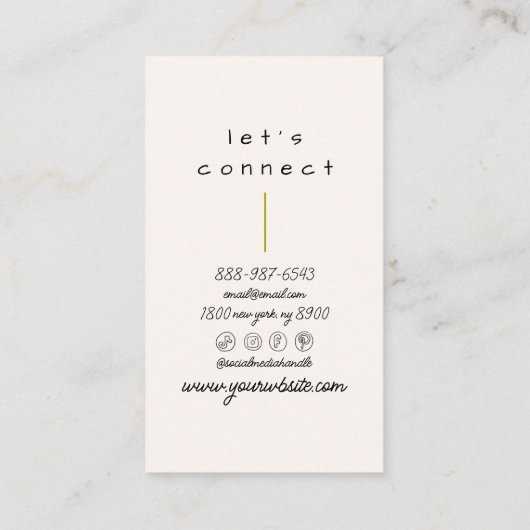 Carte De Visite Retro Rose vert À damiers rayures tendance Boho (Dos)