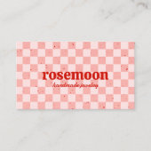 carte de visite rétro rouge À damiers rose (Devant)