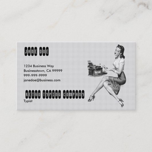Carte De Visite Rétro secrétaire B/W (Devant)