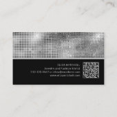 Carte De Visite Rétro Silver Grey Disco Ball Mirror | Code QR (Dos)