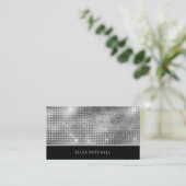 Carte De Visite Rétro Silver Grey Disco Ball Mirror | Code QR (Debout devant)