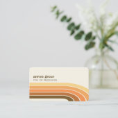 Carte De Visite Retro Stripes 70's 80s Orange Gold Tan (Debout devant)