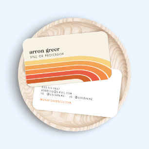 Carte De Visite Retro Stripes 70's 80s Orange Yellow