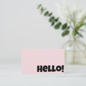 Carte De Visite Retro Super Blush Rose QR Code Boho Girl Bonjour (Debout devant)