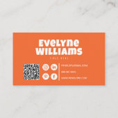 Carte De Visite Retro Super Bright Orange QR Code Hello Modern (Dos)