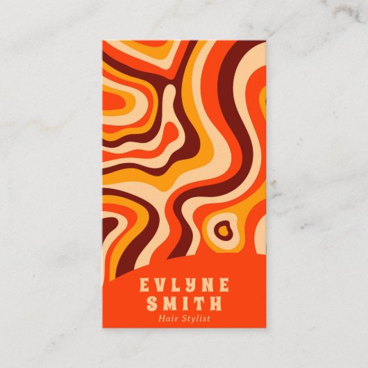 Carte De Visite Retro Super brillant Orange QR Code Bold Boho (Devant)
