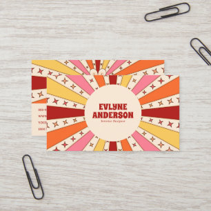 Carte De Visite Retro Super couleur QR Code les années 70 60s Boho