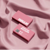 Carte De Visite Retro Super féminin rose QR Code Hello Boho