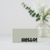 Carte De Visite Retro Super Neutre Sage Vert QR Code Hello Boho (Debout devant)