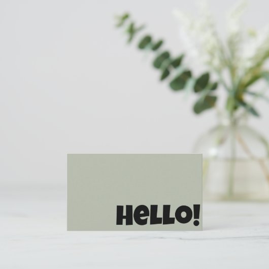 Carte De Visite Retro Super Neutre Sage Vert QR Code Hello Boho (Debout devant)