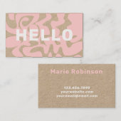 Carte De Visite Retro Super rose clair blanc Hello Kraft (Devant / Derrière)