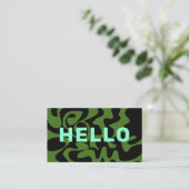 Carte De Visite Retro Super Swirl Hello Olive Army Green Mint (Debout devant)