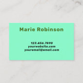 Carte De Visite Retro Super Swirl Hello Olive Army Green Mint (Dos)