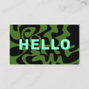 Carte De Visite Retro Super Swirl Hello Olive Army Green Mint