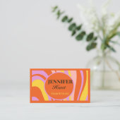 Carte De Visite Retro Super Wavy QR code Social Media (Debout devant)