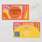 Carte De Visite Retro Super Wavy QR code Social Media (Devant / Derrière)