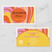 Carte De Visite Retro Super Wavy QR code Social Media (Devant / Derrière)