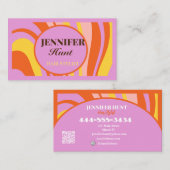 Carte De Visite Retro Super Wavy QR code Social Media (Devant / Derrière)