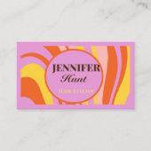 Carte De Visite Retro Super Wavy QR code Social Media (Devant)