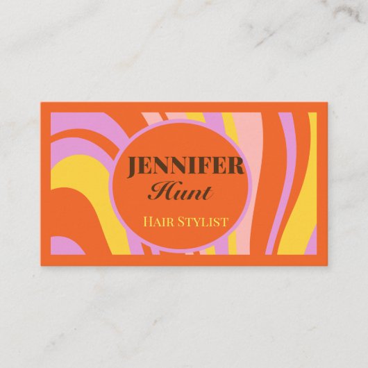 Carte De Visite Retro Super Wavy QR code Social Media (Devant)