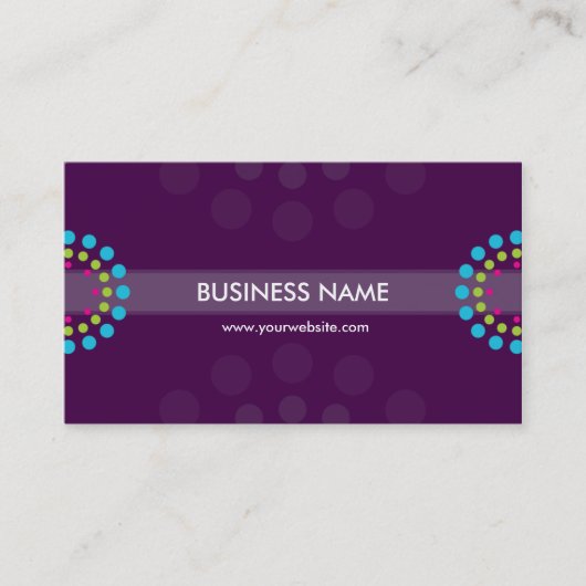 CARTE DE VISITE rétro tache pourpre aqua lime (Devant)