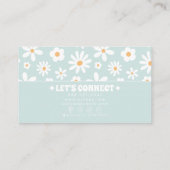 Carte De Visite Retro Teal Pastel Groovy Floral Boho Unique 70s (Dos)