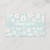 Carte De Visite Retro Teal Pastel Groovy Floral Boho Unique 70s (Devant)