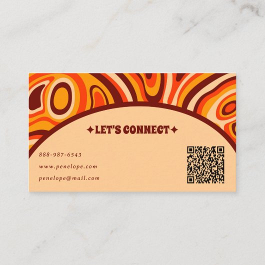 Carte De Visite Retro Terracotta Crème Orange QR Code Boho Super (Dos)