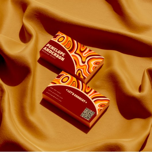 Carte De Visite Retro Terracotta Earthy QR Code Boho Super tendanc