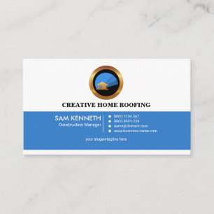 Carte De Visite Rétro toiture à la maison élégante bleue élé