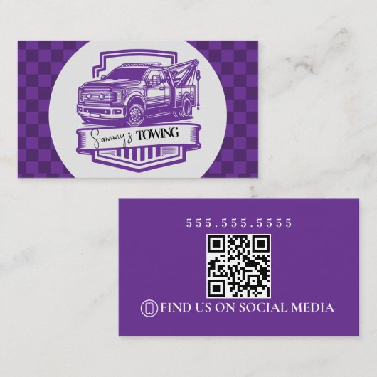 Carte De Visite Retro Towing Services Logo QR Code (Devant / Derrière)