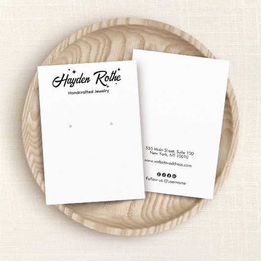 Carte De Visite Retro Typographie & Étoiles Écran à oreille blanch