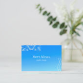 Carte de visite Rétro Vagues -dégradé bleu (Debout devant)
