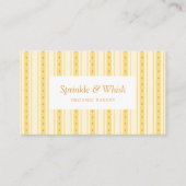 Carte De Visite Retro Vanilla Yellow Heart Stripes Bakery (Devant)