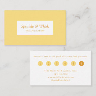 Carte De Visite Retro Vanilla Yellow Heart Stripes Bakery Loyalty 