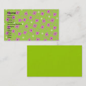 Carte De Visite Rétro vert et rose de chaux de papier peint (Devant / Derrière)