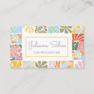 Carte De Visite Retro vintage couleur fleur avec QR