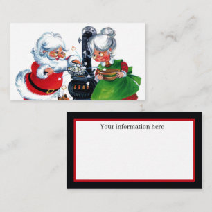 Carte De Visite retro vintage Père Noël Mme Claus ajouter des info