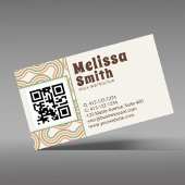 Carte De Visite Retro Wavy Vertical Side Pattern QR Code 