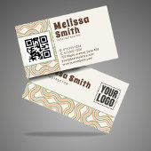 Carte De Visite Retro Wavy Vertical Side Pattern QR Code 