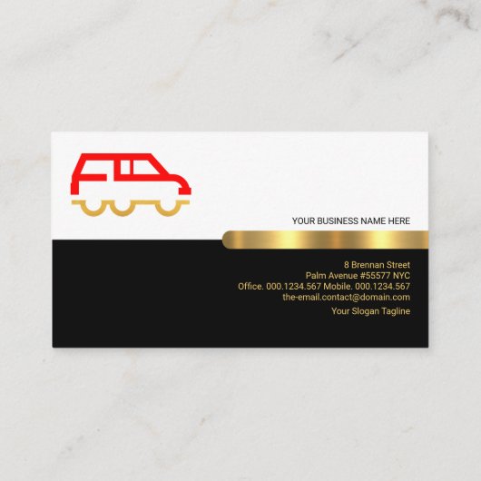 Carte De Visite Retro White Black Layers Gold Line Transport (Dos)