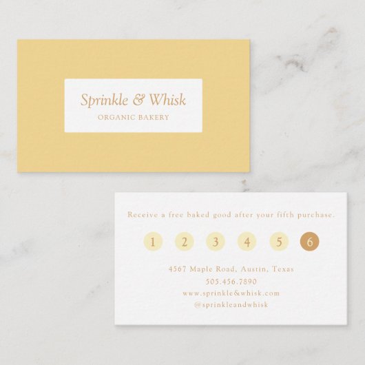 Carte De Visite Retro Yellow And Orange Heart Bakery Loyalty  (Devant / Derrière)