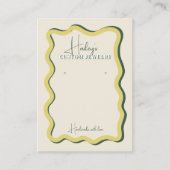 Carte De Visite Retro Yellow Citrus Green Wavy Jewelry Display (Devant)