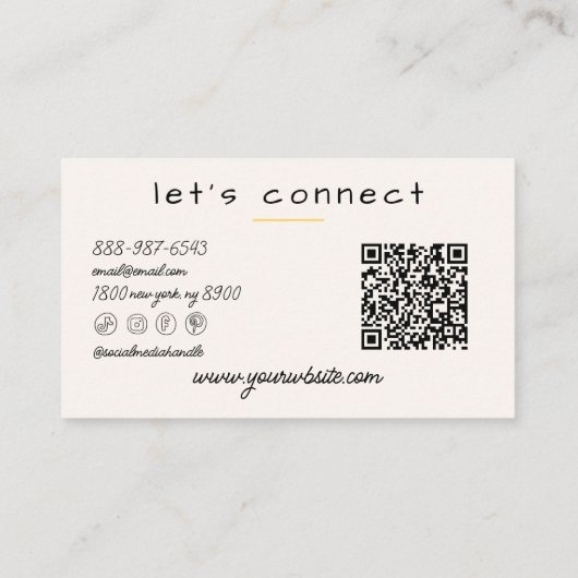 Carte De Visite Retro Yellow Wavy Stripes Trendy Boho QR Code Fun (Dos)