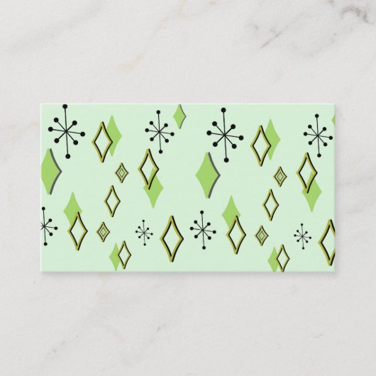 CARTE DE VISITE RÉTROS DIAMANTS ET STARBURSTS : SCÈNE VERTE (Devant)