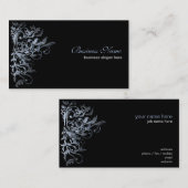 Carte De Visite Rétros remous bleus élégants de fleur (Devant / Derrière)