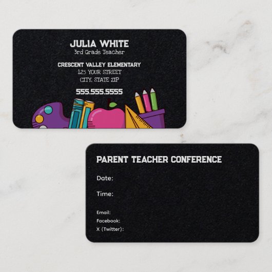 Carte De Visite Réunion PTA de l'école (Devant / Derrière)
