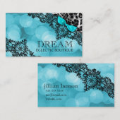 Carte De Visite Rêve 311 en papier de perle de léopard et d'Aqua (Devant / Derrière)