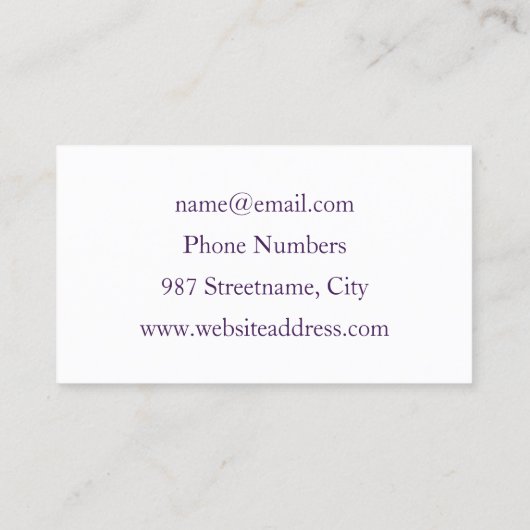 Carte De Visite Rêve de fleurs, Abstrait violet vert Fractal Art (Dos)